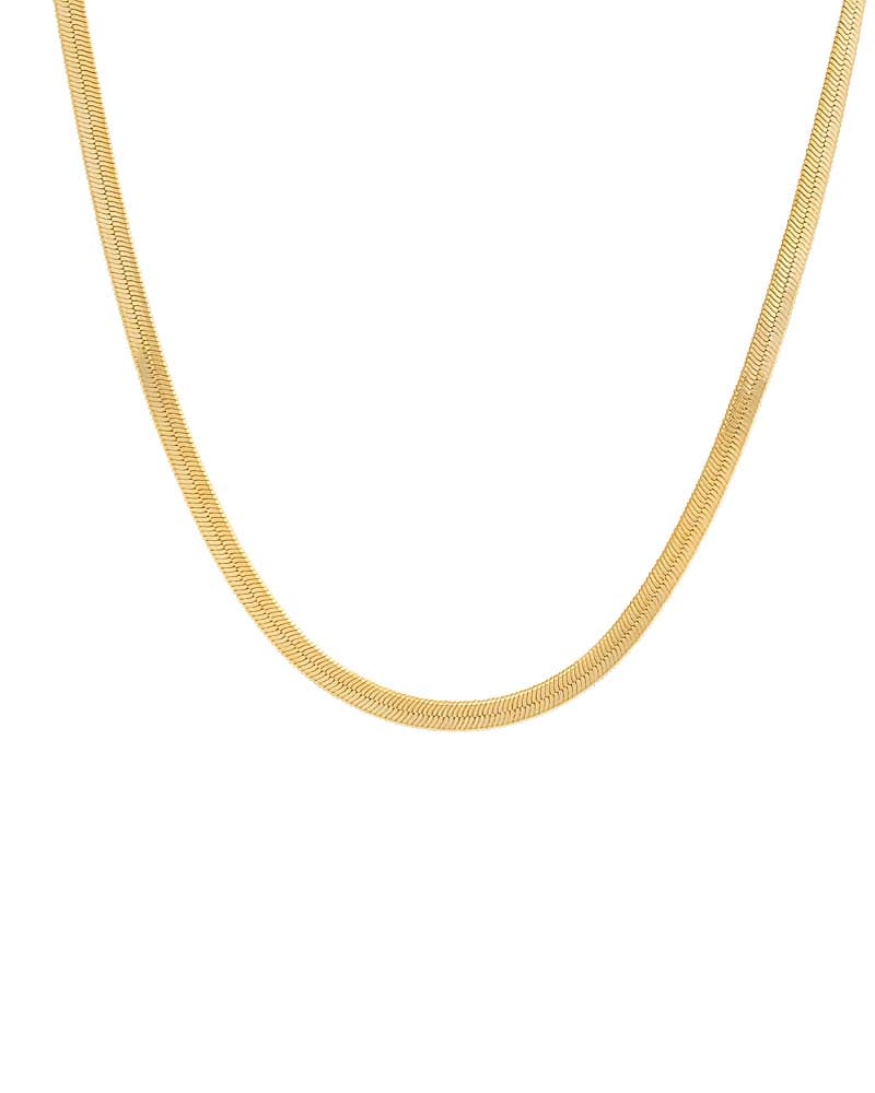 Front of a size 4 MM Herringbone Choker Gold 4 MM in Gold by By Adina Eden. | dia_product_style_image_id:292413